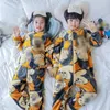 Piżama dzieci piżamę dinozaur dla dzieci koce kreskówkowe śpioche śpioche dla dziecka zima chłopiec dziewczyna piżama flanelowa piżama 231101