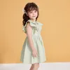 Vestidos da menina 2023 ancobear vestido de verão para bebê coreano crianças bordado colarinho luz verde crianças partysu vestidos infantis roupas