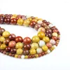 Beads Natural Gems Egg Yolk Stones Round Loose Men's And Women's Jewelry DIY Necklaces Bracelets Accessories