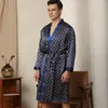 Men's Sleepwear Silk Robe With Shorts 2pcs Suits Summer Long Sleeve Pajamas Male Plus Size Kimono Bathrobe Nightgown