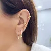 Dangle Earrings Piercing Hoop Women With Pendant Micro Inlaid Zircon Cross Star Moon Heart Ear Gold Color Earings Jewelry