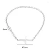 Chains Stainless Steel Bent Cross Pendant Women Necklace Rolo Cable Thick Choker Chain Collares De Moda