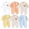 Barboteuses nées barboteuse coton ours lapin dessin animé bébé fille combinaison automne hiver enfant en bas âge tenue infantile Onesie enfants garçon vêtements 231101