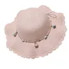 Wide Brim Hats Summer Elegant Sun Hat Women Flower Straw Big Solid Sea Beach Floppy Classic Cap