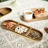 Plates Portable Wooden Serving Platter Dinner Plate Candy Bowl Banquet For Fruit Tableware Set