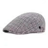 Berets Spring Summer Men's Regulble Buret Hat Plaid Sboy Flat Cap Dad Caps Caps Artysta Painter's Gorra Inglesa Hombre