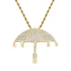 Pendant Necklaces The Umbrella Necklace With Chain Gold Silver Color Iced Out CZ Hip Hop Jewelry Gift For Women MenPendant