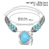 Anhänger-Halsketten Anhänger-Halsketten Boho-ethnischer großer blauer Steinhalsband für Frauen afghanische Blatt-Feder-Anhänger-Schmuck Vintage Dhgarden Dhysg