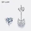 Stud 1CT Earrings Heart Created Diamond Stone Genuine 925 Silver Women Elegant Luxury Tiny CZ Paved Studs Jewelry Gift 231101