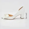 Sandales Chaussures de mariée French White Bow High Heels Master Wedding Dress Block Heel Platform