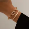Charmarmband Tillbehör för kvinnor Metal Bangle Armband Trendy U Link Crystal Zircon Chain Jewely Party Gift Mujer 231101