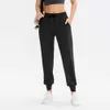 LL-01 Pantalon d'entraînement Pantalon pour femme Tenue de yoga Pantalon ample Neuvième pantalon Excerise Sport Gym Course Casual Pantalon long à bandes à la cheville Élastique Taille haute Cordon de serrage