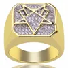 Ringos de cluster Hip Hop Luxo de zirconia cúbica completa Bling anel dourado anel dourado colorido material de latão estrela rock jewelrycluster clustercluste