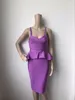 Vestidos de trabalho Beaukey 2 peça sexy rayon espaguete cinta babados bandagem conjunto 2023 mulheres qualidade bodycon vestido vermelho branco preto roxo saia