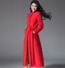 Women's Wool Blends Woolen Coat Red Black Wine Full Xlong Slim 231101