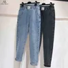 Jeans kvinna hög midja lös plusstorlek blixtlås i full längd kvinnlig denim harem byxor 4xl 5xl 6xl