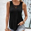 Stay Cool and Trendy this Summer with this V-Neck Knitted Tank Top for Women with a Beautiful Cross Tie Design - Perfect for Casual Wear! AST283180