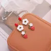 Dangle Earrings Sweet Cute Strawberry Lace Bow Fruit Drop For Women Fashion Romantic Simple Ear Jewelry Accessories