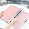 Waterdichte PU-lederen beschermhoes Opvouwbare standaard Laptophoes met magnetische klep voor 13/14 inch notebook - Rose goud