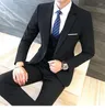 Men's Suits 2023 Blue Suit Men's Custom Korean Slim Jacket Three-piece Dress (Jacket Pants Vest) Blazers For Man