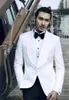 Mäns kostymer blazers mens passar vit högkvalitativ man brudgummen tuxedos sjal lapel för bröllop (jacka byxor slips)
