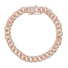 Bracciale rigido a catena cubana in oro rosa Bracciale elegante Hip Hop pavimentato con zirconi cubici regalo per feste da donna Gioielli all'ingrosso