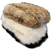 Scarve's Handkned Hand Rabbit Fur Frhecled Dearfknated Darm Darm Eptar Top Plush Hat Autumn and Winter Jewelry Assories 231101