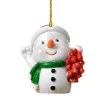 Akrylplan julgran dekoration gåva hänge 8 cm santa snögubbe hängen hängande prydnad 1102