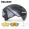 Cycling Helmets WALGUN Aero Cycling Helmet Road Bike Helmet Adults Lens Goggles Visor Time Trial TT Triathlon Bicycle Helmet M L for Men Women 231101