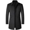 Herren Wollmischungen Schicke mittellange Wolljacke für Männer 2023 in Schwarz Grau Modischer männlicher Windjacke mit Tasche Business Casual Warmer Mantel 231102