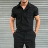 Calças masculinas Cargo Calças Camisa Geral 2023 Verão Masculino Manga Curta Calças Longas Macacão Romper com Bolsos Casual Slim Streetwear