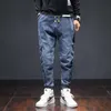 Hommes Jeans Coton Sarouel Lâche Patchwork Droite Élastique Taille Hip Hop Pantalon Surdimensionné Cargo Hommes Denim 5xlMen's