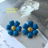 Stud Earrings Middle Ancient Port Style Flower Jelly Color Straw Hat Elegant Temperament