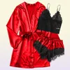 Women039s Sleepwear Silk Pajama Zestaw Kobiety Satynowe krótkie szaty