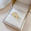 Anéis de cluster vintage 18k banhado a ouro 316l aço inoxidável real luxo elegante moda jóias coração para mulheres
