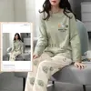 Kadın Uyku Salonu Bahar Sonbahar Boyutu 5xl PJS Kadın Polter Pijama Pijamalar Uzun Slled Homewear Setleri Kadın Karikatür Nightwear Casual Pijamas L231102