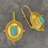 Ohrstecker im Vintage-Stil, goldfarben, verzierte Ohrringe für Damen, kreativer ethnischer Stil, Nachahmung von Türkis, Party-Schmuck, Geschenke 231101