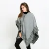 Vinterkvinnor kashmir sjal ponchos ny leopardtryck gaffel sjjjockd varm mjuk halsduk kvinna 2579