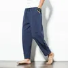 Men's Pants Harem Cotton Linen Loose Male Casual Solid Color Trousers Chinese Style Plus Size Sweatpants