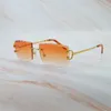 Óculos de Sol Y2K Wire C Pequeno Diamante Corte Óculos De Sol Luxo Desinger Carter Óculos De Sol Para Homens E Mulheres VintageLentes De Sol Mujer