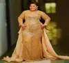 2023 NOV ASO EBI ARABIC Gold Mermaid Dress Crystals