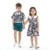 top en top zomer jongens en meisjes bijpassende outfits bloemenstijl peuterjongen herenshorts set met mouwloze meisjesjurken