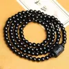 Strand 6/8/10/12MM Natural Black Obsidian Carved Buddha Lucky Amulet Round Beads Bracelet For Women Men Jewelry