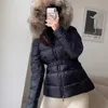 Giacca da donna di lusso firmata piumini invernali cappotti di pelliccia collo di vero procione caldo parka moda con cintura cappotto da donna in cotone capispalla grande tasca