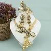 Kolye küpeleri set altın kaplama leopar mücevher kadınlar büyük damla hayvan bilezik yüzüğü moda tasarımı için düğün parti hediyesi