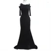 Lässige Kleider BKLD Vintage Eleganter Samt Langer Abend Formales Eventkleid Applikationen Stickerei O-Ausschnitt Schulterfrei Luxus Party Trompete