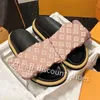 2023 Designer Hausschuhe Pool Kissen Pantoletten Damen Sandalen Luxus Sunset Flat Comfort Pantoletten Gepolsterte Vorderriemen Hausschuhe Modische Easy-to-wear Style Slides