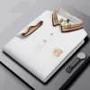 2024 Paul Authentic Summer Pearl Mercerized Cotton Herren-Poloshirt mit Buchstabenstickerei, lässig, solides Kurzarm-T-Shirt 688ff