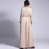 Ethnische Kleidung Dubai Satin Abaya Türkische Kleider Bescheidenes Langes Kleid Frauen Ramadan Eid Muslim Einfarbige Robe Islamische Arabische Kaftan Weiblich