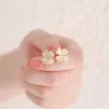 Pendientes de trébol de la suerte con pendientes de ópalo Pendientes florales Y2K para joyería de diseñador para niñas y mujeres